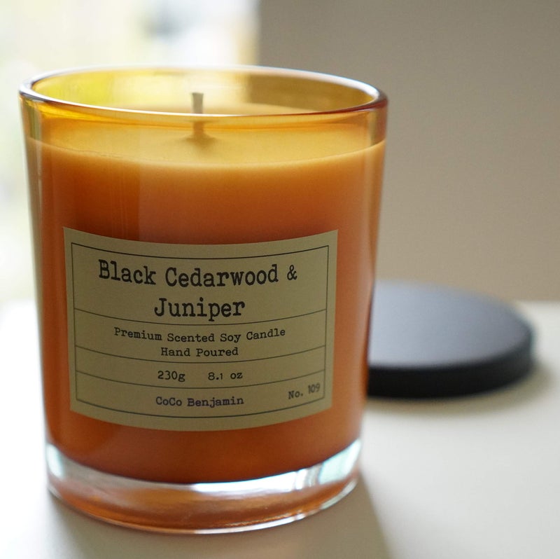CoCo Benjamin 100% Soy, Highly Scented, Hand Poured Soy Candle (Black Cedarwood & Juniper) - Image 2